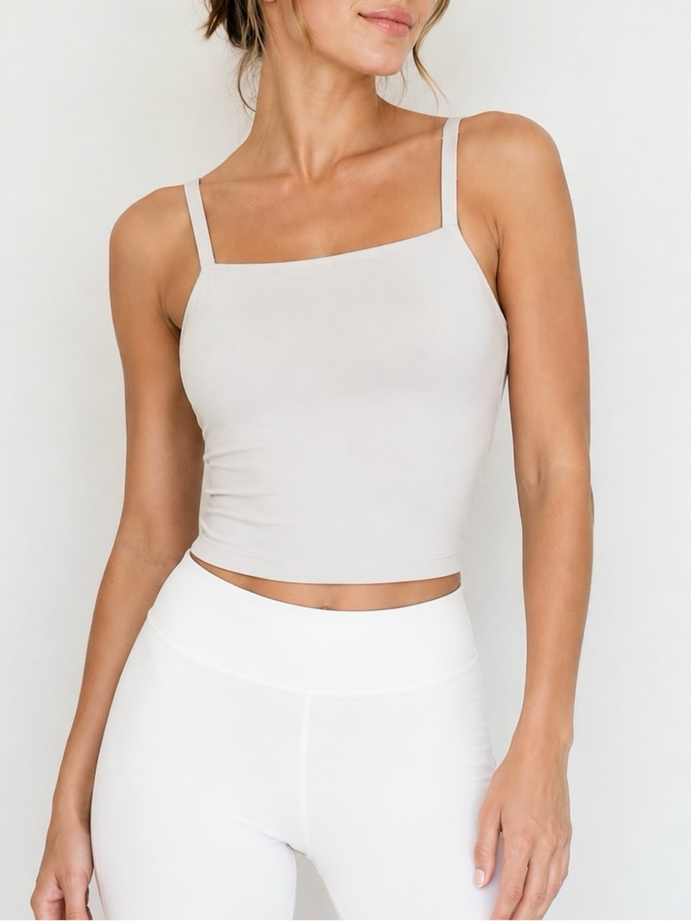 Aerie Offline Square Neck Cropped Tank in White